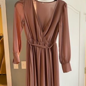 Windsor long sleeve blush maxi dress